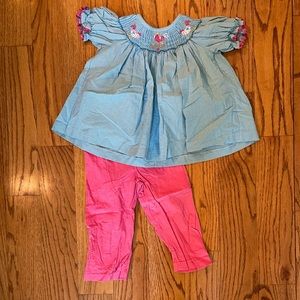 Girls’ smocked top & corduroy pant set